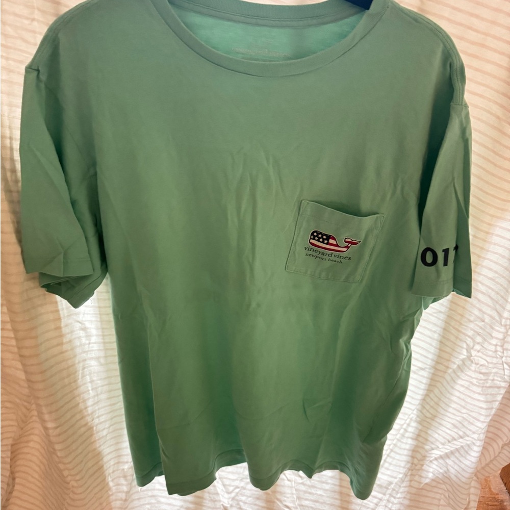 Vineyard Vines Teal Pocket Tee with Whale Graphic